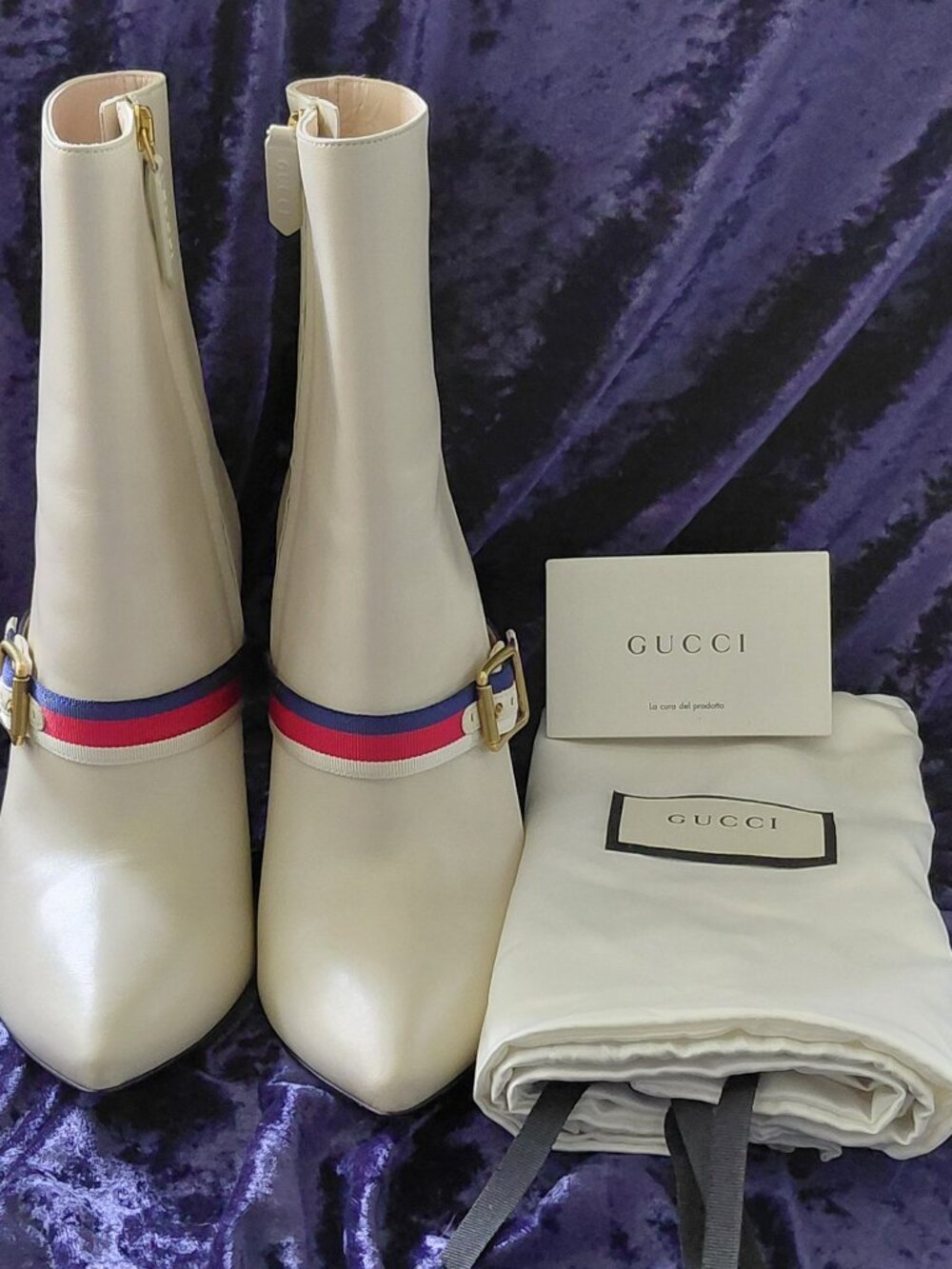 Authentic Gucci Sylvie "Charlotte" Nappa Leather Ankle Boots